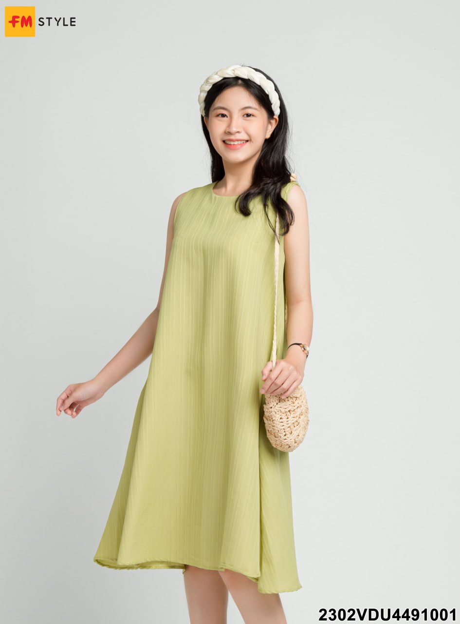 Đầm suông sát nách KAMONG kiểu dáng đầm thiết kế sang trọng, chất liệu đũi  xước cao cấp. | Shopee Việt Nam