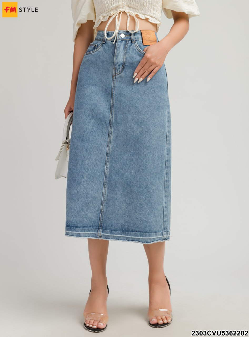 Chân váy jeans dáng dài chữ a CV06-18 | Thời trang công sở K&K Fashion