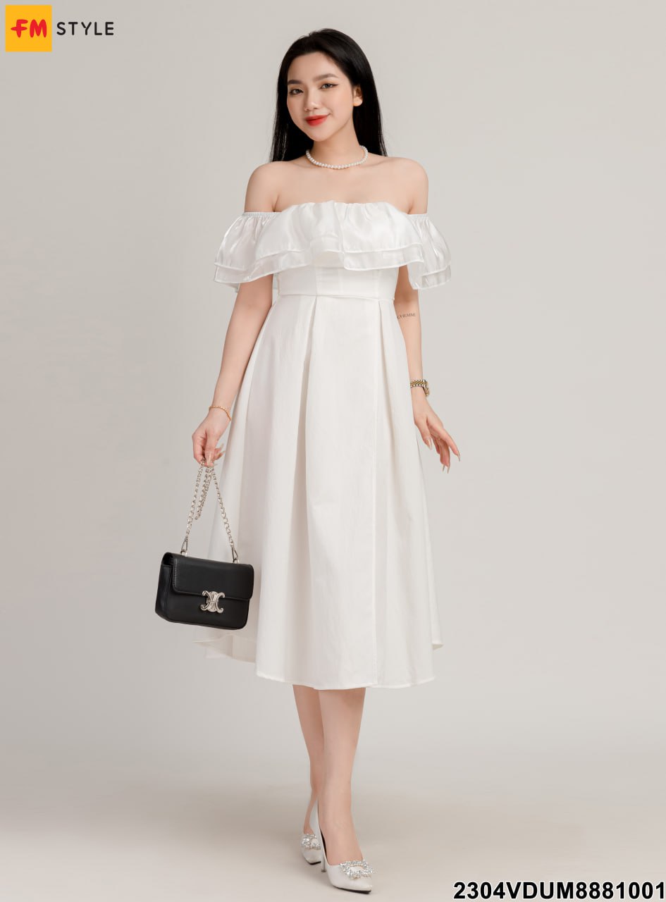 Đầm nữ  bánh bèo tiểu thư váy trắng đen nhiều tầng có buộc nơ cổ dài tay  đầm dự tiệc đi chơi du lịch đi biển mùa hè  HolCim 