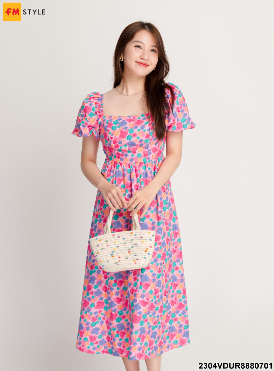 Đầm hoa nhí dáng xòe dài KK150-04 | Thời trang công sở K&K Fashion