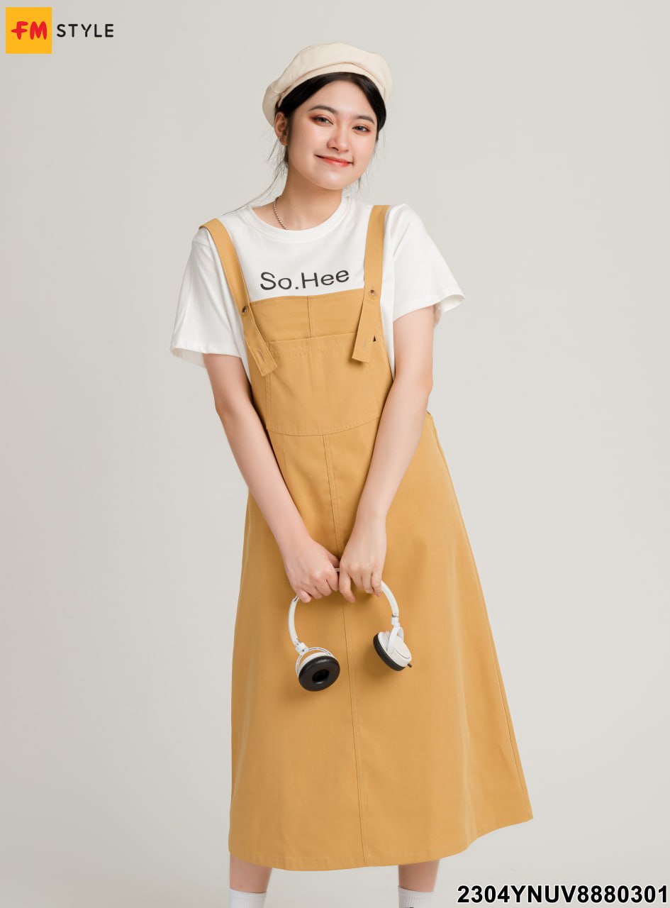 Yếm Jean Nữ Dài Qua Gối, Váy Yếm Bò Dài Xẻ Lệch Trước Y2 | Shopee Việt Nam