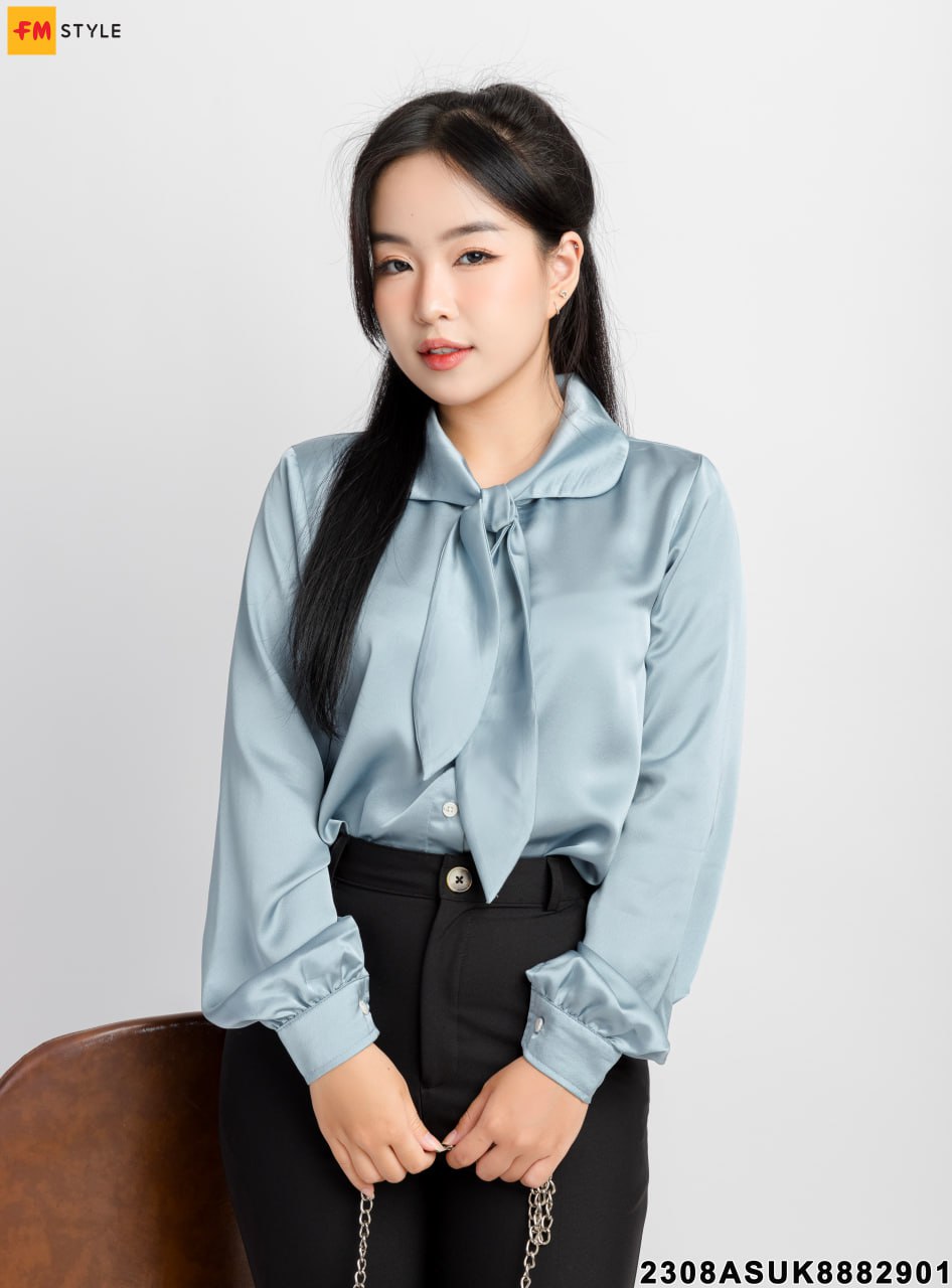 12 Kiểu áo Sơ Mi Nữ Cổ Thắt Nơ đẹp Hè 2021 – 2022 Cho Nàng Vai Ngang Thêm  Cân đối • Adayne.vn