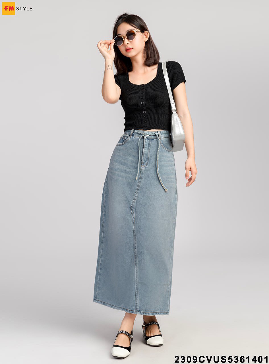 Chân váy midi - Chân váy jean dài THE C.I.U - Aiko Long Skirt
